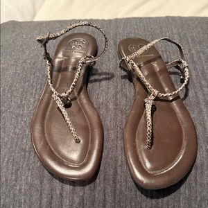 Tory Burch Black and Tan Sandals